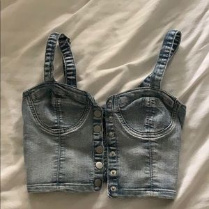 Denim Button Crop Top